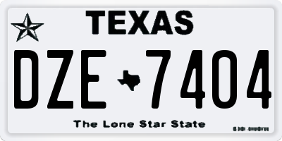 TX license plate DZE7404