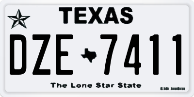 TX license plate DZE7411