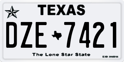 TX license plate DZE7421