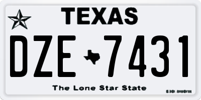 TX license plate DZE7431
