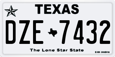 TX license plate DZE7432