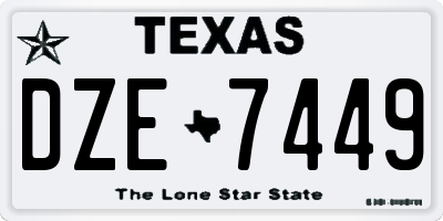 TX license plate DZE7449
