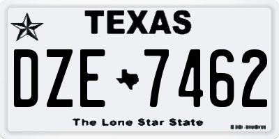 TX license plate DZE7462