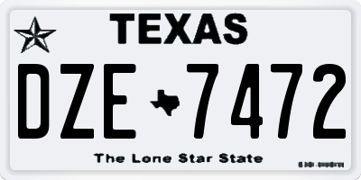TX license plate DZE7472