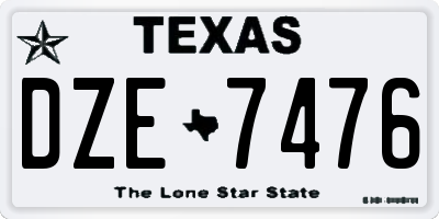 TX license plate DZE7476