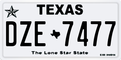 TX license plate DZE7477