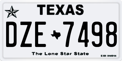 TX license plate DZE7498