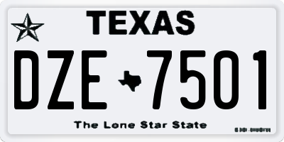 TX license plate DZE7501