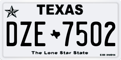 TX license plate DZE7502
