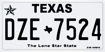 TX license plate DZE7524