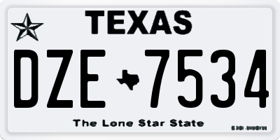 TX license plate DZE7534