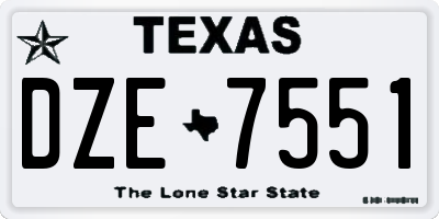 TX license plate DZE7551