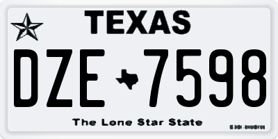 TX license plate DZE7598