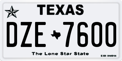 TX license plate DZE7600