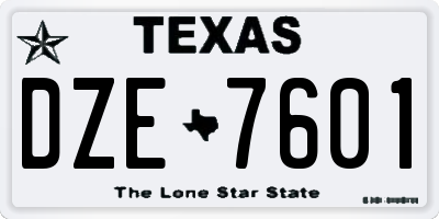 TX license plate DZE7601