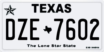 TX license plate DZE7602