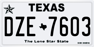 TX license plate DZE7603