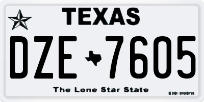 TX license plate DZE7605