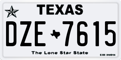 TX license plate DZE7615