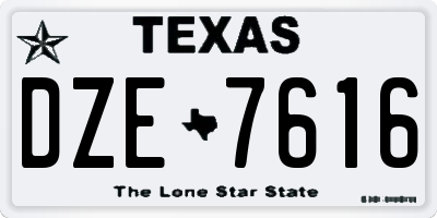 TX license plate DZE7616