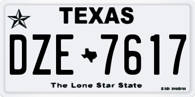 TX license plate DZE7617