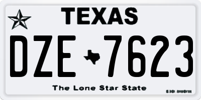 TX license plate DZE7623