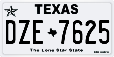 TX license plate DZE7625