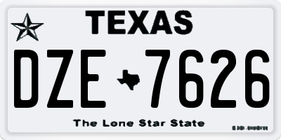 TX license plate DZE7626