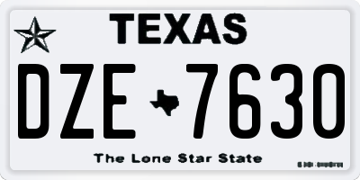 TX license plate DZE7630