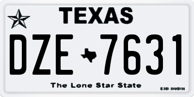 TX license plate DZE7631