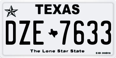 TX license plate DZE7633
