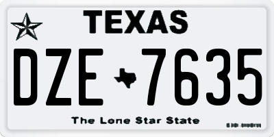 TX license plate DZE7635
