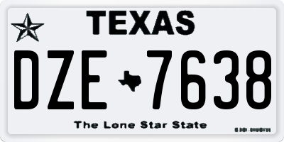 TX license plate DZE7638