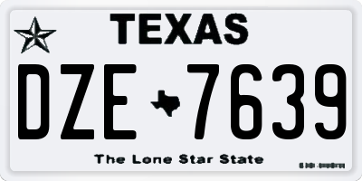 TX license plate DZE7639