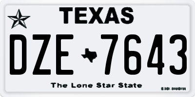 TX license plate DZE7643