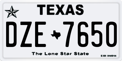 TX license plate DZE7650
