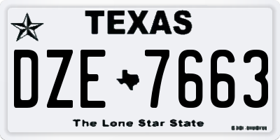 TX license plate DZE7663