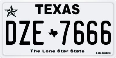 TX license plate DZE7666