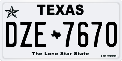 TX license plate DZE7670