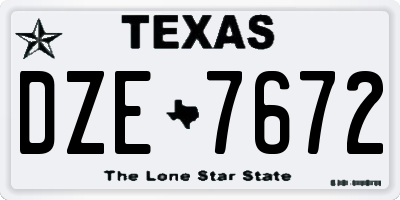 TX license plate DZE7672