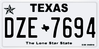TX license plate DZE7694
