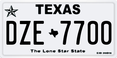 TX license plate DZE7700