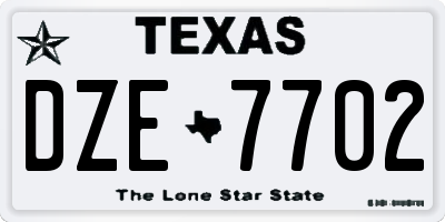 TX license plate DZE7702