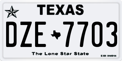 TX license plate DZE7703