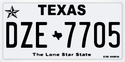 TX license plate DZE7705