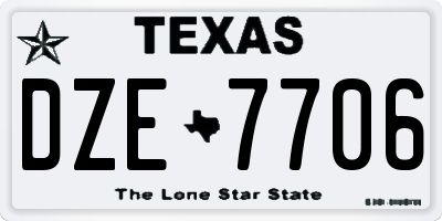 TX license plate DZE7706