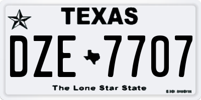 TX license plate DZE7707