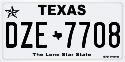 TX license plate DZE7708