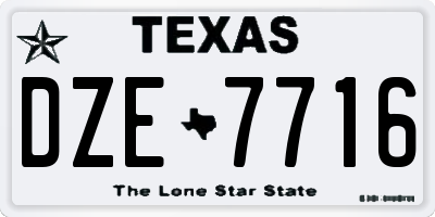 TX license plate DZE7716