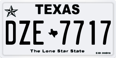TX license plate DZE7717